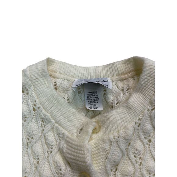 Vintage College Point Cream Open-Knit Button-Up Cardigan Sweater Women’s Size XL - Picture 4 of 5
